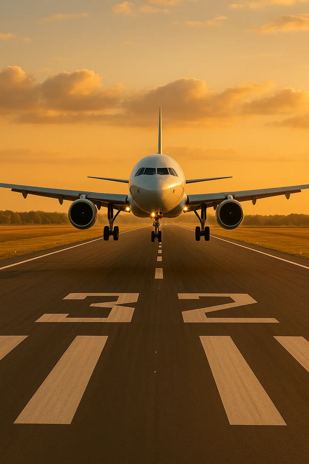 Aereo in atterraggio sulla pista 32 dell'aeroporto